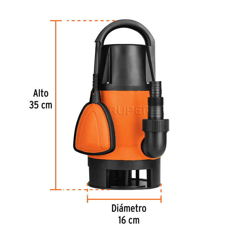 Truper BOS-1-1/2SP, Bomba sumergible plástica para agua sucia 1-1/2 HP - Carzamo.com