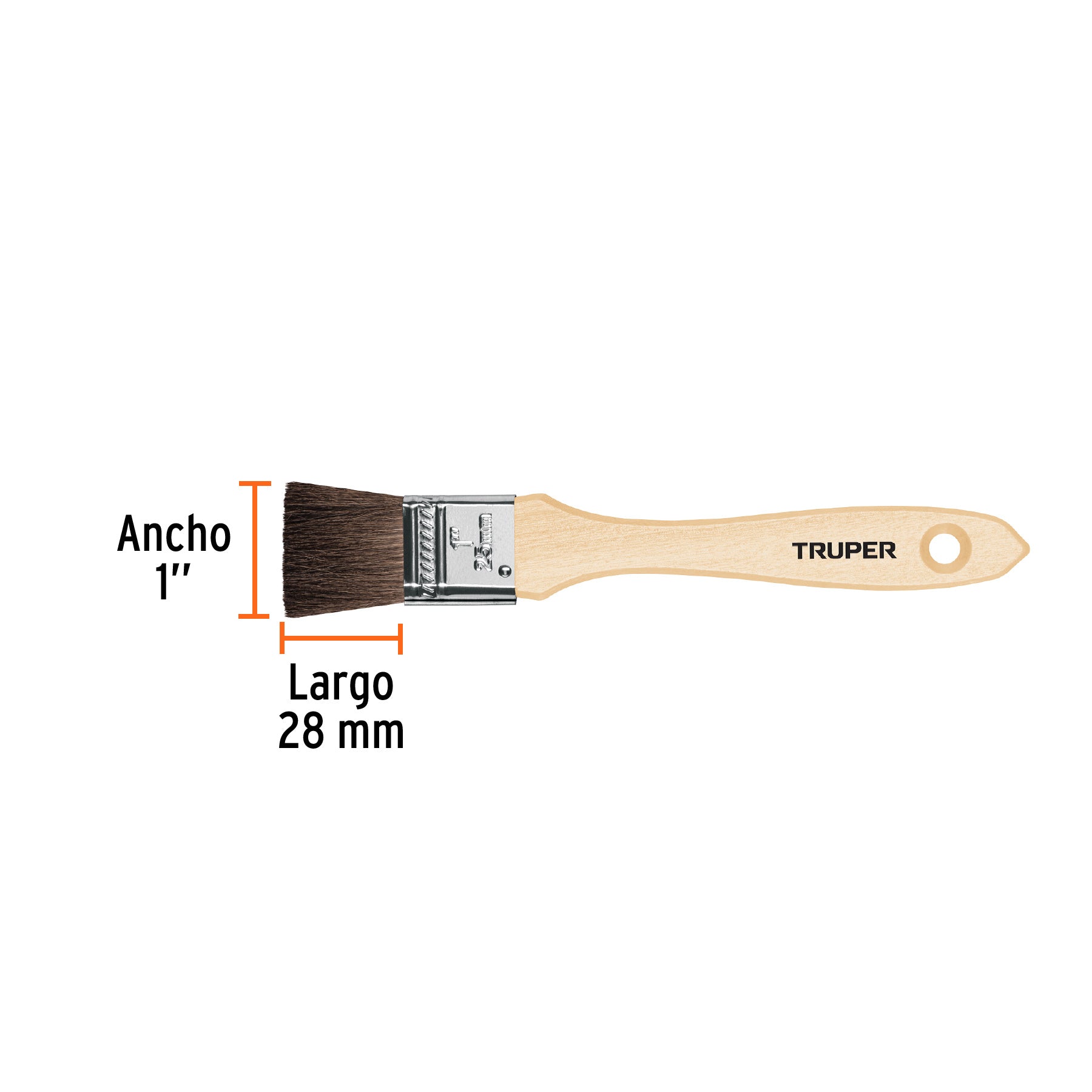 Truper BRT-1C, Brocha Pelo de Camello de 1″ con Mango de Madera - Carzamo.com