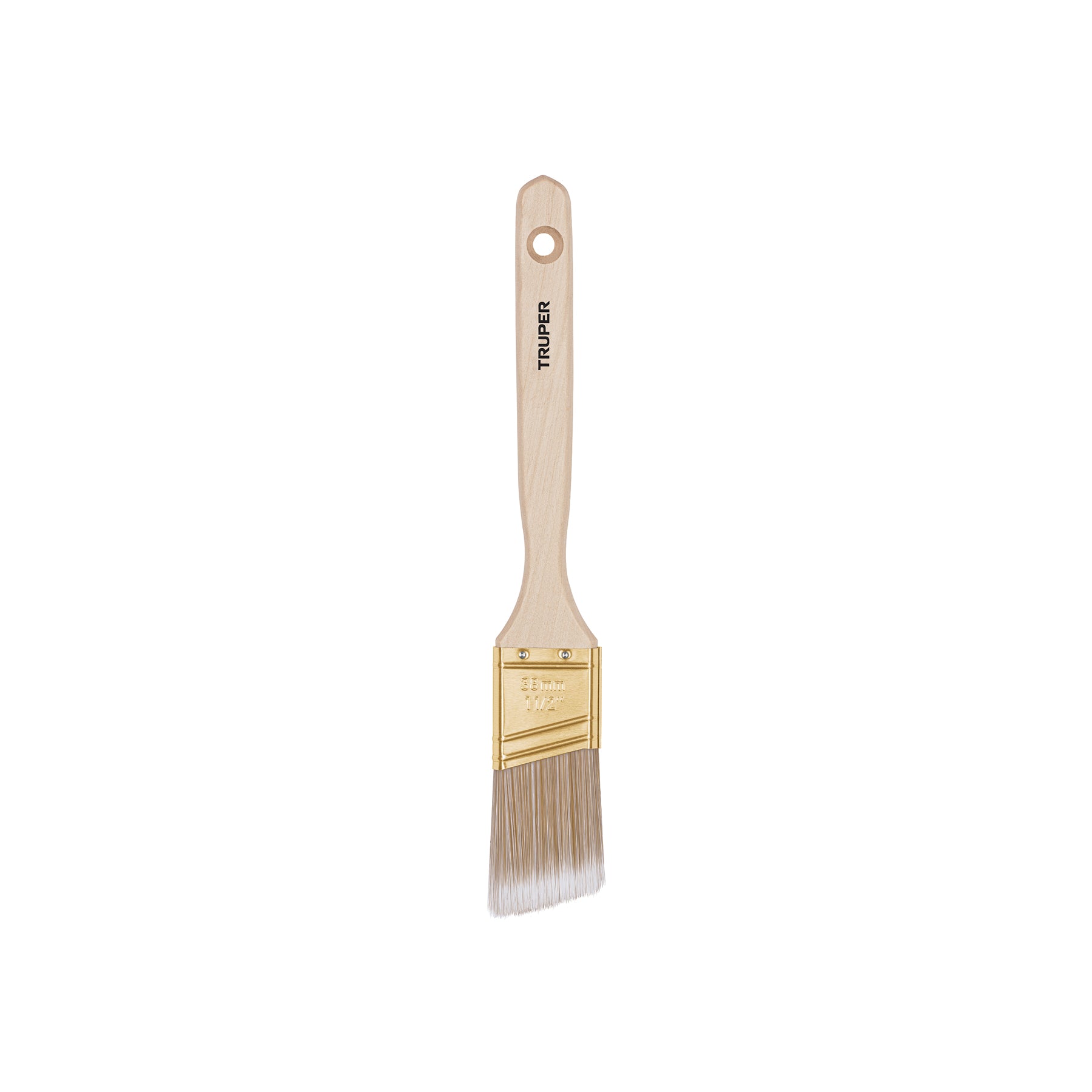 Brocha cerdas sintéticas, mango madera,corte angular, 1-1/2' Truper - Carzamo.com