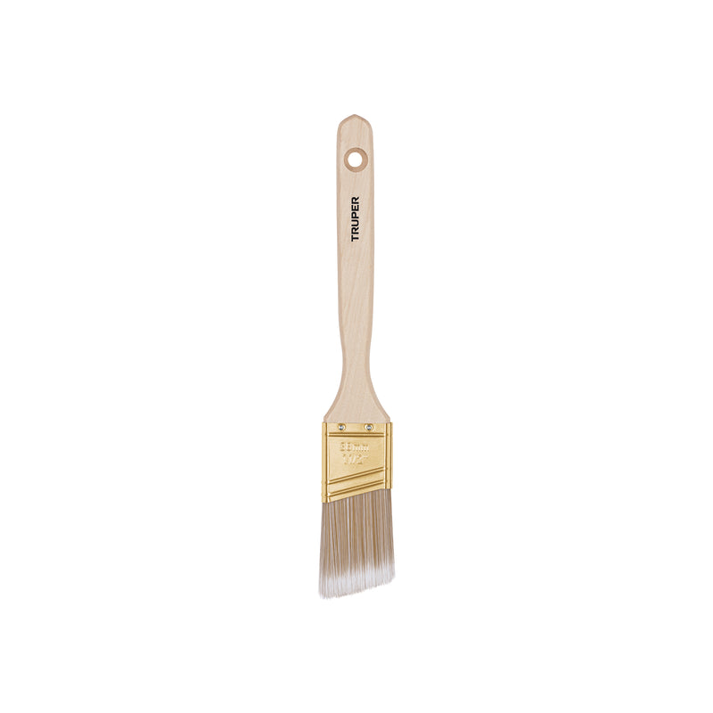 Brocha cerdas sintéticas, mango madera,corte angular, 1-1/2' Truper - Carzamo.com