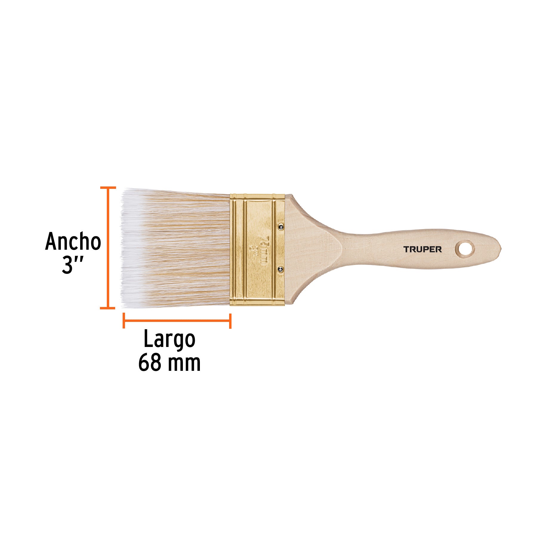 TRUPER Brocha 3'mango De Madera Corte Recto Cerdas S Truper - Carzamo.com