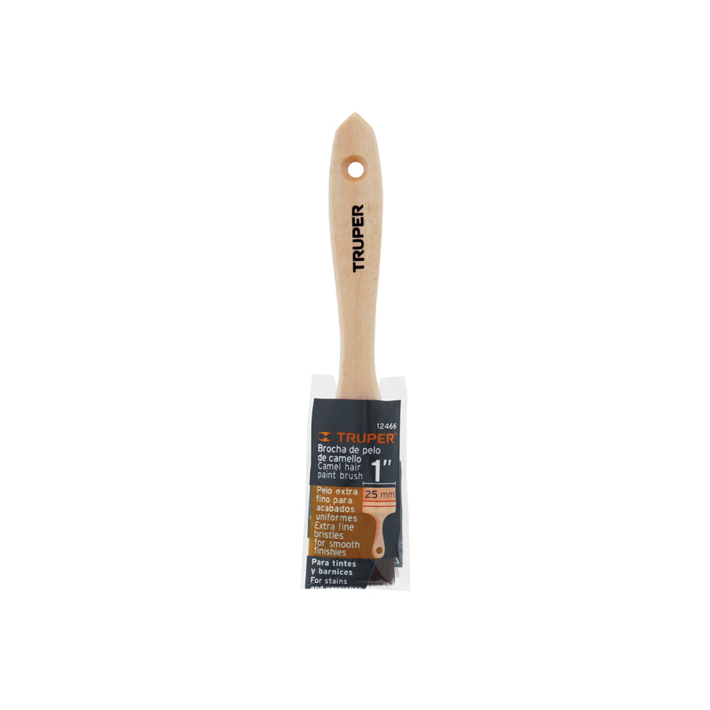 Truper BRT-1C, Brocha Pelo de Camello de 1″ con Mango de Madera - Carzamo.com