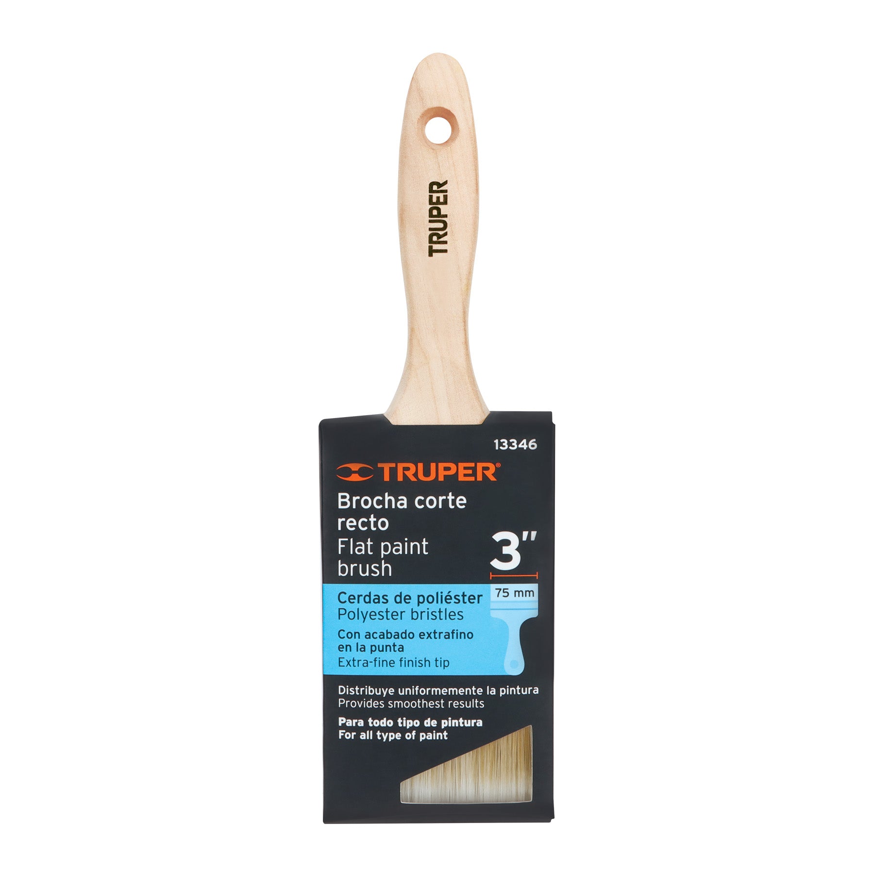 TRUPER Brocha 3'mango De Madera Corte Recto Cerdas S Truper - Carzamo.com