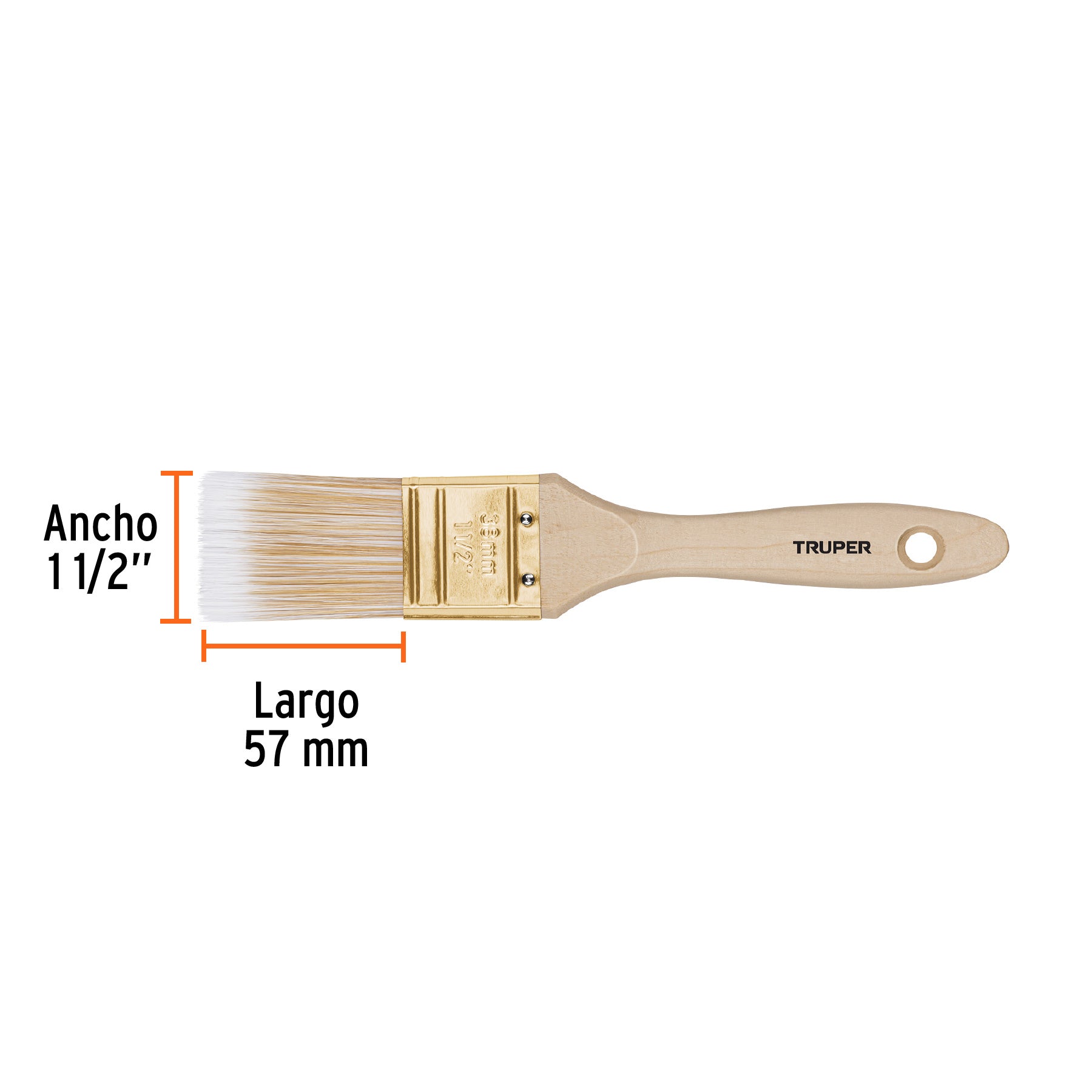 Brocha cerdas sintéticas,mango de madera, corte recto, 1-1/2 Truper 13343 - Carzamo.com