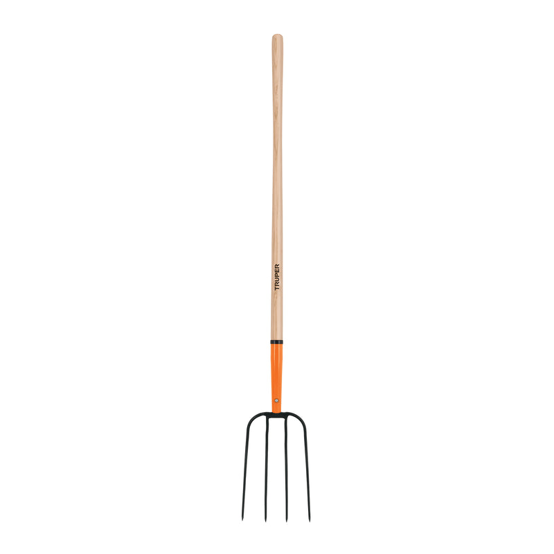 Truper BPJ-4, Bieldo para paja, 4 dientes, mango 48″ - Carzamo.com