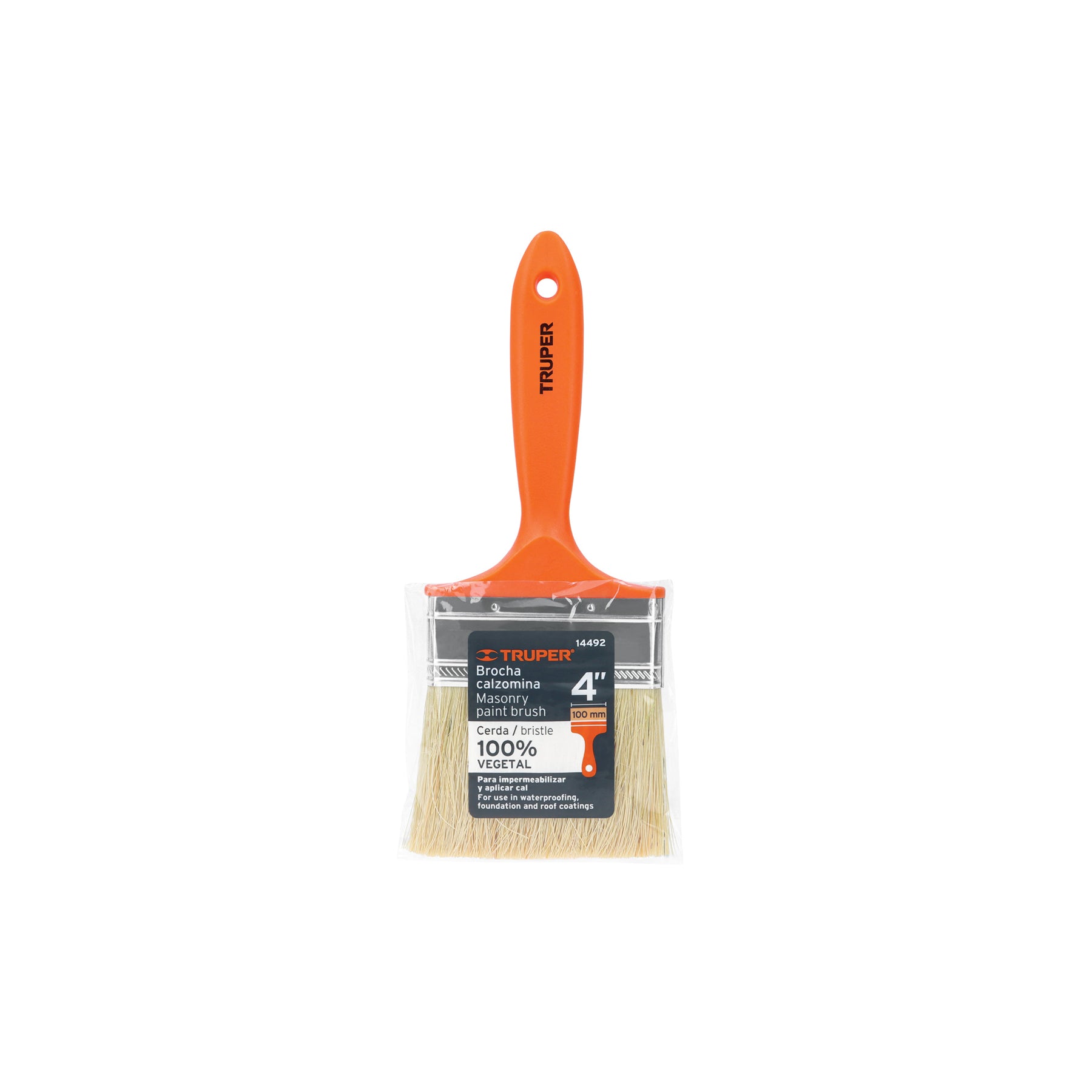 Truper BREN-4, Brocha para encalar e impermeabilizar mango plástico 4″ - Carzamo.com