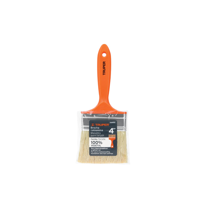 Truper BREN-4, Brocha para encalar e impermeabilizar mango plástico 4″ - Carzamo.com