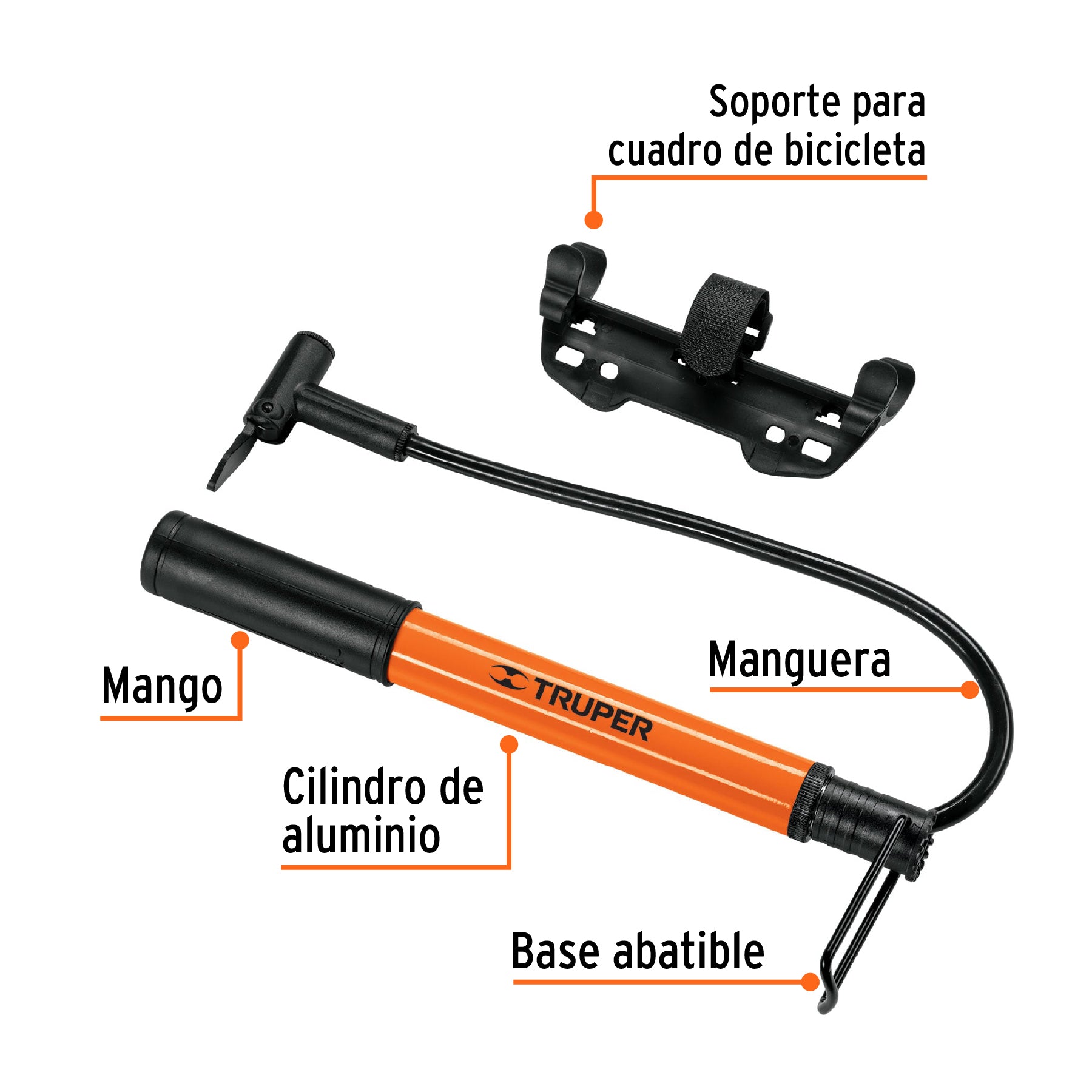 Truper BOM-MI, Bomba de aire mini, base de pedal abatible - Carzamo.com