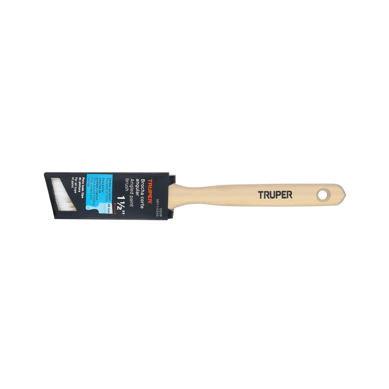 Brocha cerdas sintéticas, mango madera,corte angular, 1-1/2' Truper - Carzamo.com