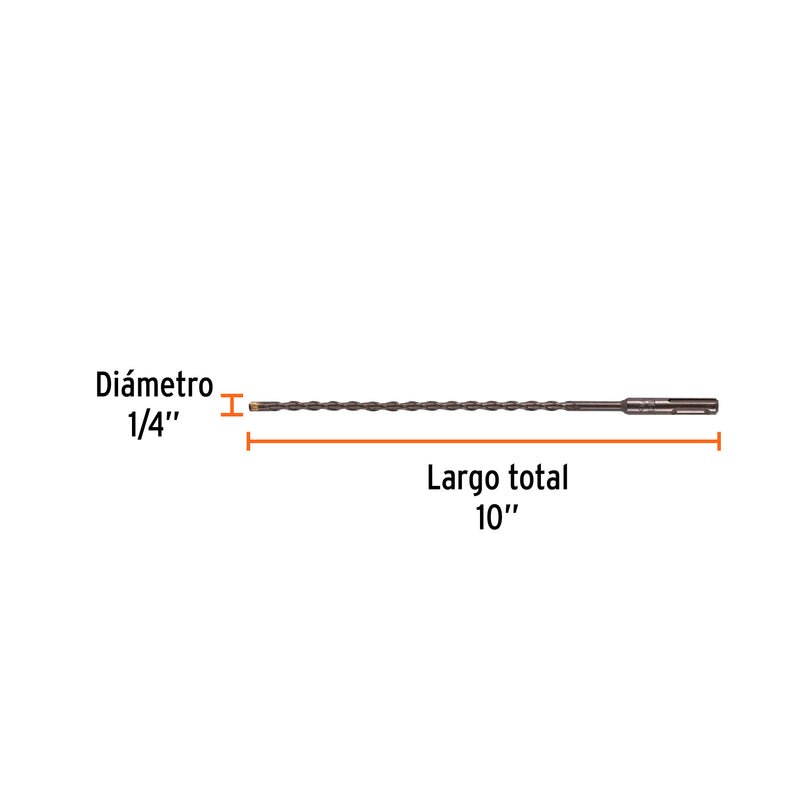 Truper BS-1/4X10, Broca para concreto con sistema directo de inserción (SDS Plus) 1/4″ x 10″ - Carzamo.com